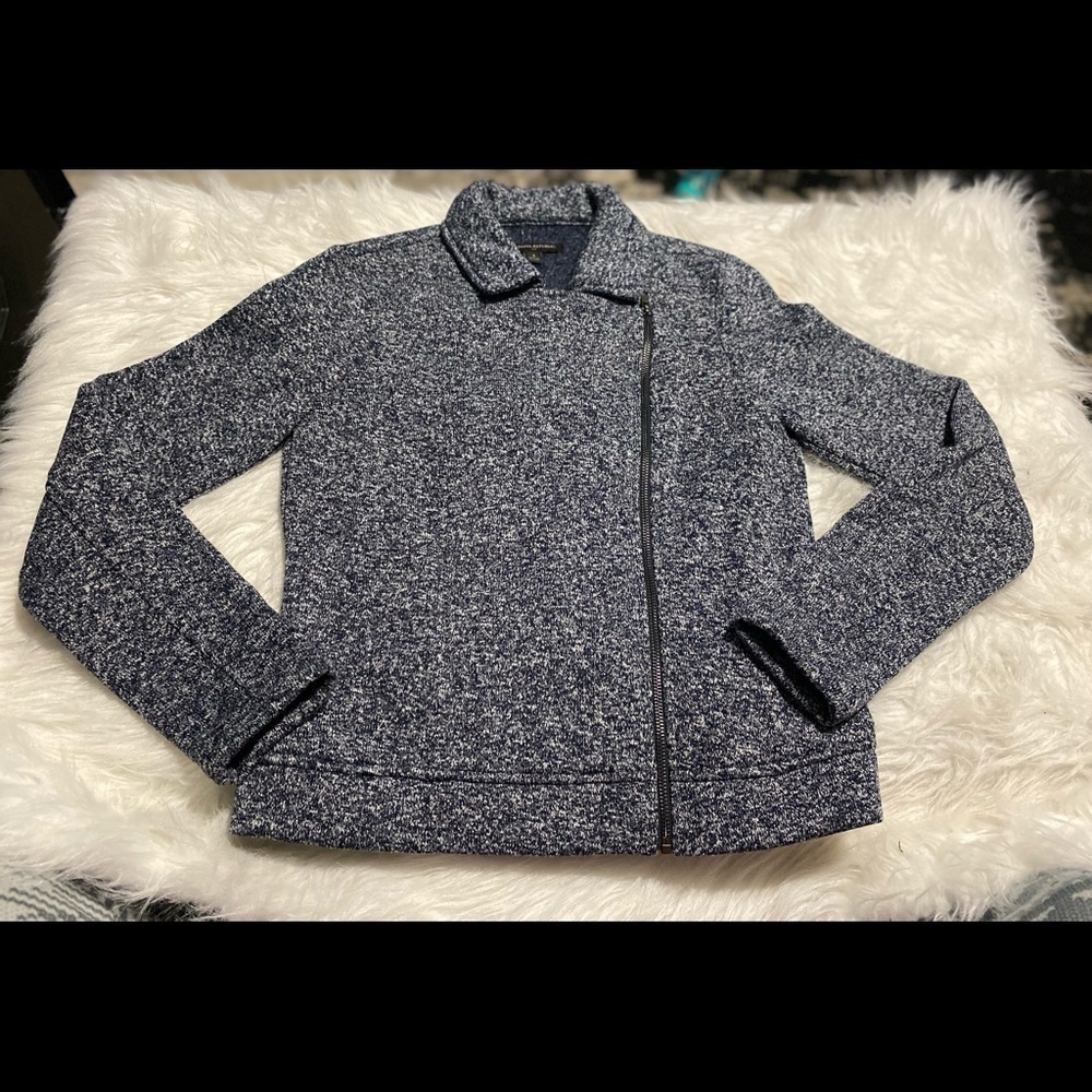Banana Republic Blue Asymmetrical Zip Sweater
